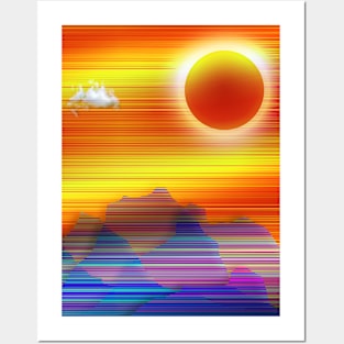 Abstract orange sunset Posters and Art